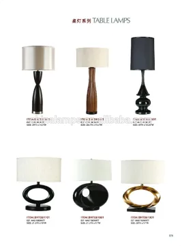 Modern office table photos polyresin table lamps with clock fabric lampshade for coffee shop office lighting decoration UL