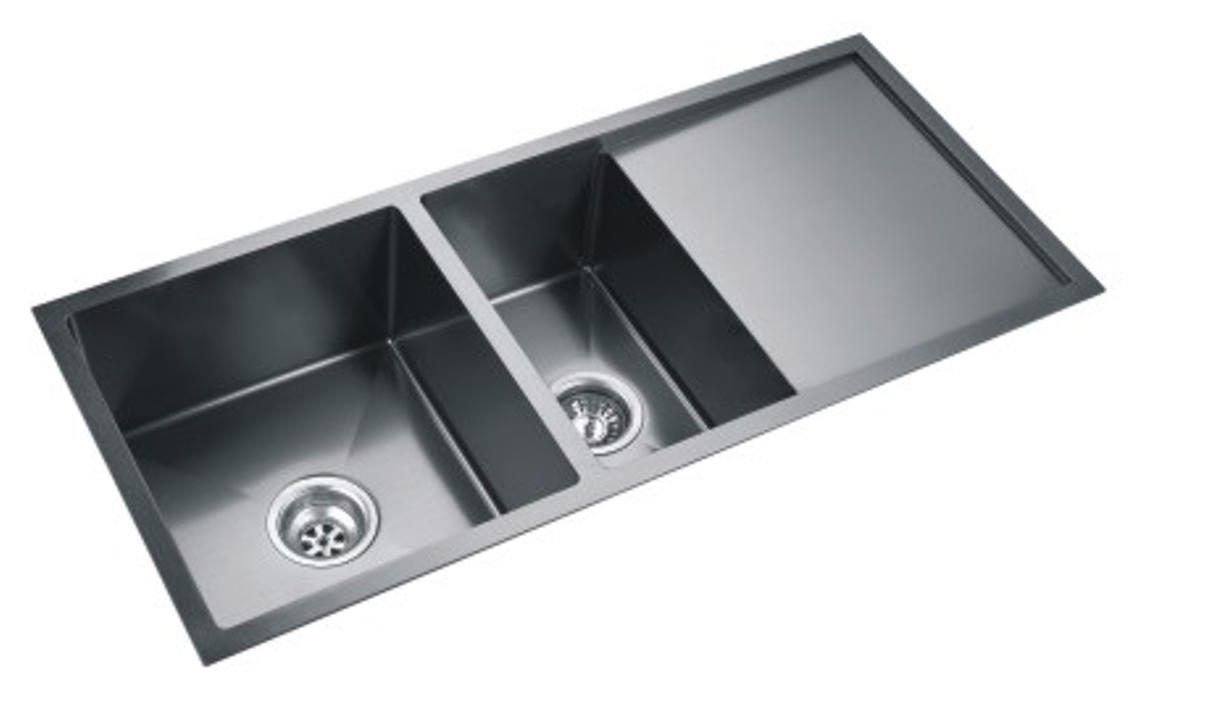 Chậu rửa bát đôi hiện đại có rãnh thoát nước