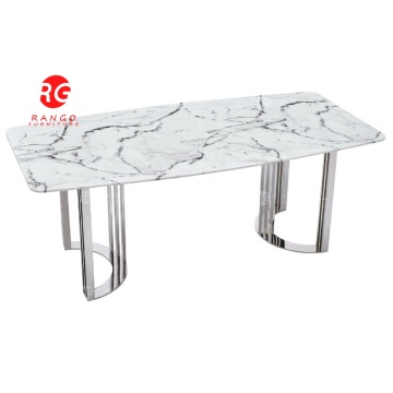 2022 Home Furniture: Stainless Steel Base Marble Top Dining Table and Chair