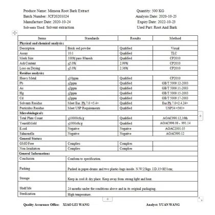 100% pure natural mimosa pudica extract mimosa hostilis root bark extract powder