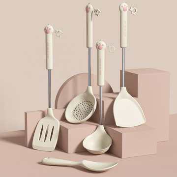 2023 Hot Stainless Steel Silicone Utensil Cooking Tools Kitchenware Sets with Silicone Handles