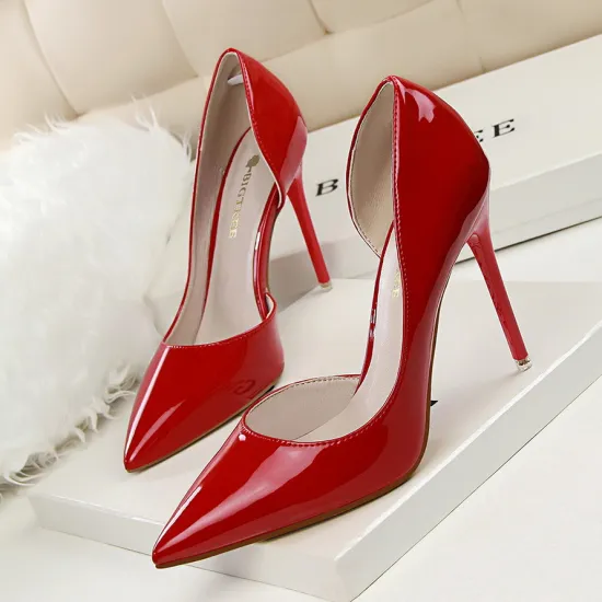 BigTree High Heels: Minimalist Patent Leather Pumps for Women - Perfect for Career and Formal Occasions