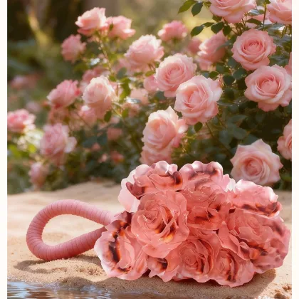 HUAJIAHUA Rose Essential Oil Soap, 200g Handmade Rose Shape Hanging Soap, Natural Shea Butter Olive Oil Moisturizing Bath Soap,