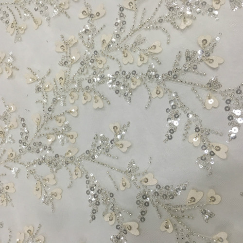 Bride Wedding Dress Sequins Embroidery Fabric