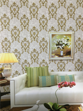Damask vinyl PVC wallpaper for interior home decoration
