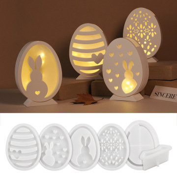 INTODIY Easter Hollow Easter Egg Rabbit Lamp Silicone Mold for Home Decoration