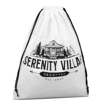 High Quality Custom White Canvas Jewelry Drawstring Tote Bags With Logo
