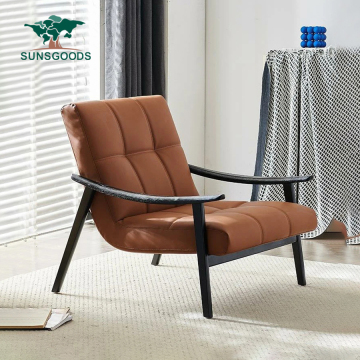 Italian Light Luxury Leather Single Sofa Chair for Modern Living Room