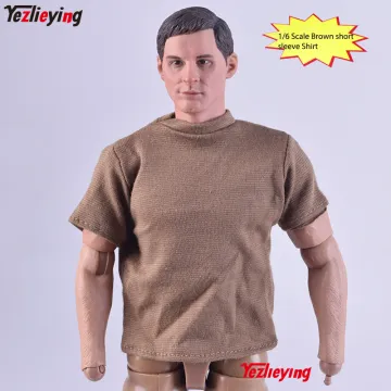 1/6 Scale Action Figure Accessory Short Sleeve Blouse Brown T-shirt Round Neck For 12Inch Soldier Body Figure Doll Toy Gift
