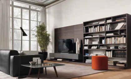 Modern Full Wall TV Cabinet with Glass Display