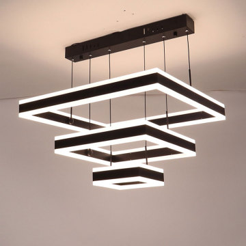 Contemporary Black Acrylic Square LED Pendant Light for Living Room