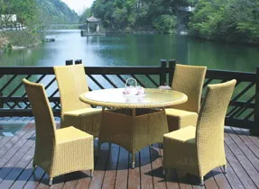 rattan chair with table