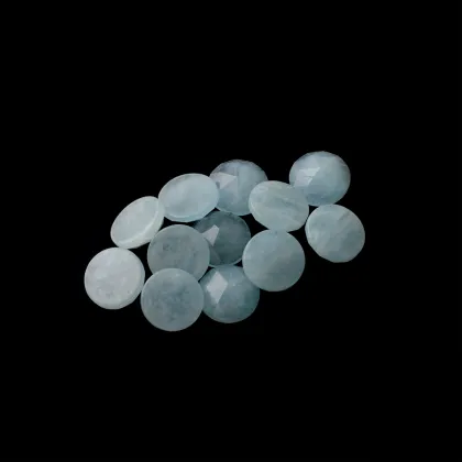 Natural Aquamarine Gemstone Round Cabochon Loose Gemstone