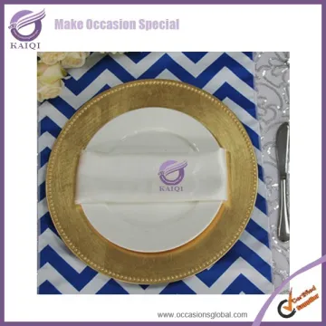 18589 gold Beaded Elegant Leaf Diamente Studded Charger Plate