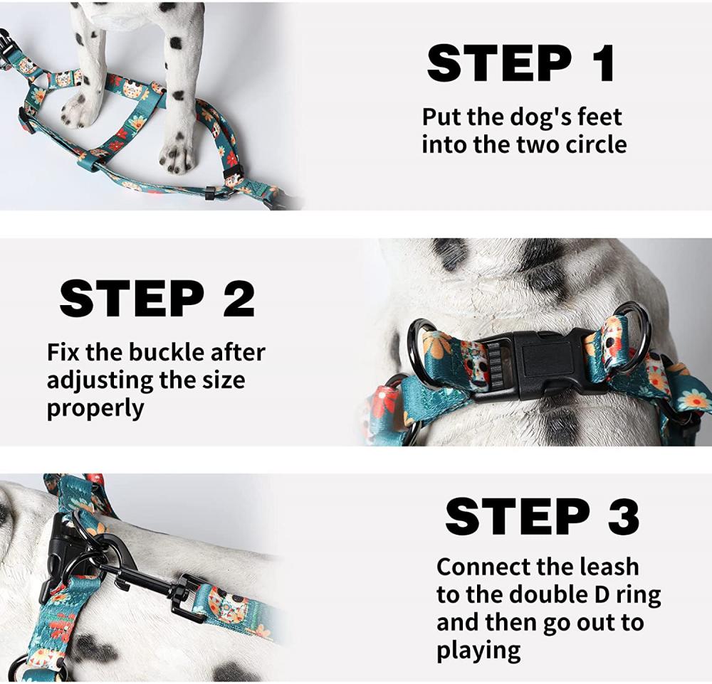 Dog Harness & Leash Set Adjustable Heavy Duty No Pull Dog Harnesses