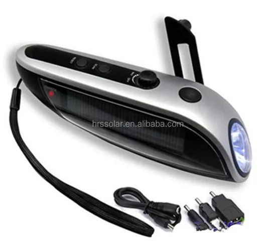 Hand Crank FM Radio with Solar Torch Light