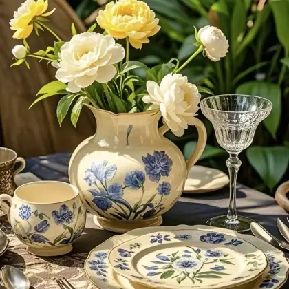 Elegant Blue Floral High-end Porcelain Tableware