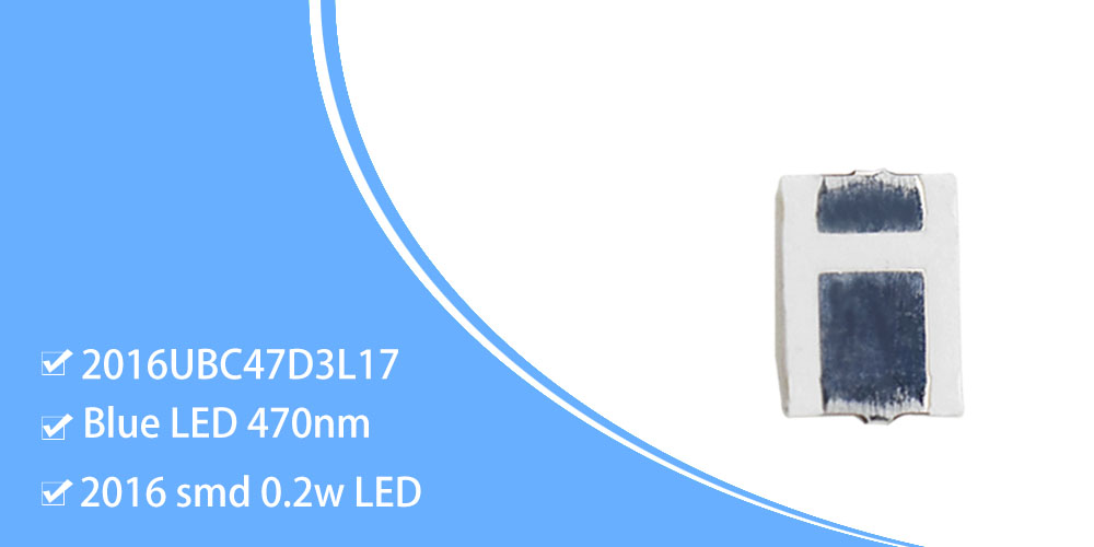 2016UBC47D3L17 High Bright 470nm SMD LED 2016 SMT 60mA