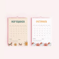 Calendário de parede com tema floral personalizado de 12 meses