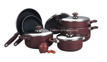 LFGB Non stick cookware set with powder paint, OEM set design cook stockpot