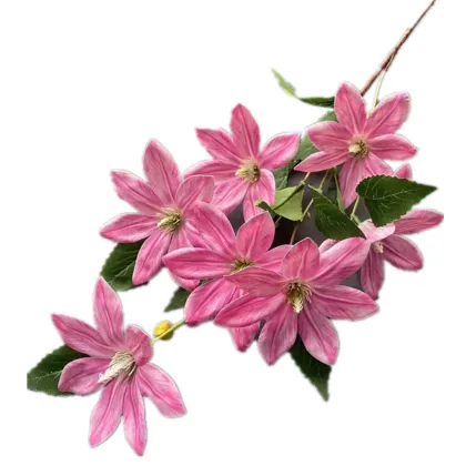 Artificial Magnolia Flower Branch - Yulan Magnolia Tree Stem with Green Leaves for Wedding and Home Decor