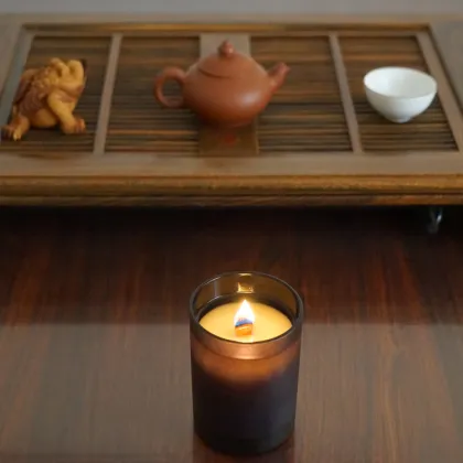 Scented Soy Wax Wood Wick Black Jar Candles