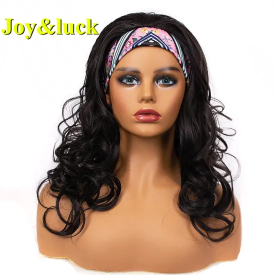 Women's Head Band wig Colored Hairband Wholesale Ladies Hair Scarf Black Long Natural Curly Headband Wig Synthetic Hair Wigs