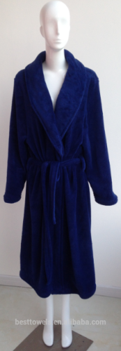 China supplier high quality lady's lapel style solid flannel robe