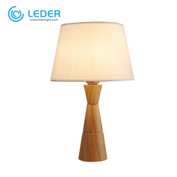 LEDER Kleine Holztischlampe