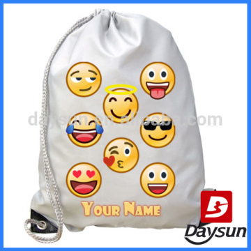 Fashion emoji nylon drawstring bag for kids gift 2017