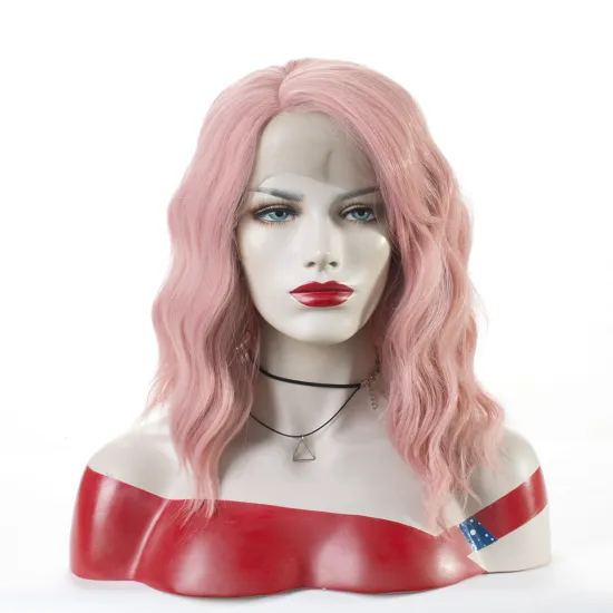 AiShiLi Hair Lace Front Water Wave Wigs with pink Heat Resistant Synthetic Hair Wholesale wig