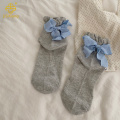 달콤하고 귀여운 만화 양말, 여자의 중간 송아지 한국 스타일, 거품 커프, 레이스, 나비 노트, 리본, 중간 송아지 양말