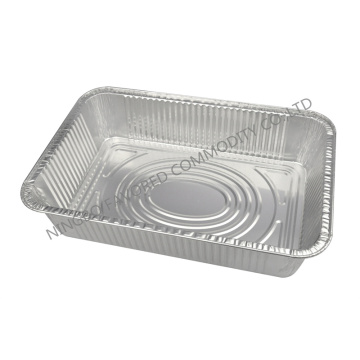 Recipiente de papel de aluminio 8LB con borde de bandeja oblongo