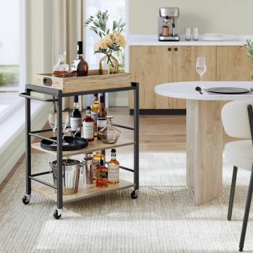 High-End Rolling Cart for Beverage and Snack Service