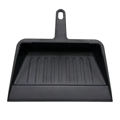 Affordable Heavy Duty Black 12" Plastic Hand Dustpans for Industrial & Commercial Use