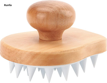 Wooden Paddle Silicone Tooth Hair Scalp Massager and Shampoo Brush for Promoting Hair Growth