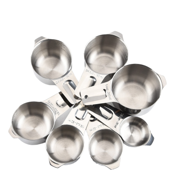 OTO Ware 304 Stainless Steel 7-Piece Nesting Cups Set with Long Handles - 30ml to 80ml Capacity