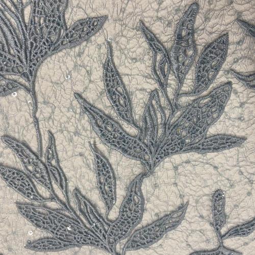 Human Plant  Allover Sequin Embroidery Fabric