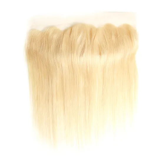 Single Donor Malaysian Raw Ear To Ear Pre Plucked Straight 613 Cuticle Aligned Hair Lace Frontal Bundles Blond