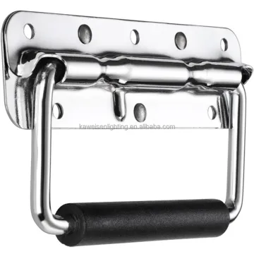 Spring-Loaded Surface Mount Metal Stamping Chest Handle with Rubber Grip for Flight Cases, Cabinets, and Aluminum Cases