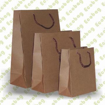 Retail Paper Bags, Made of Brown Kraft Paper,Available in Various Designs, Measures 32 x 26 x 10cm