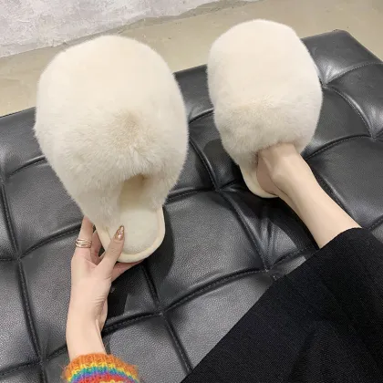Women Faux Fur Slides House Slippers