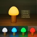 Wooden Multicolor Mushroom Led remote controller lamp USB Rechargeable Night Light For Holiday Gifts