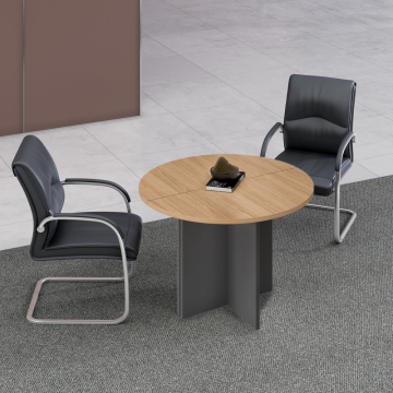 Black MDF Wood Round Coffee Tea Desk