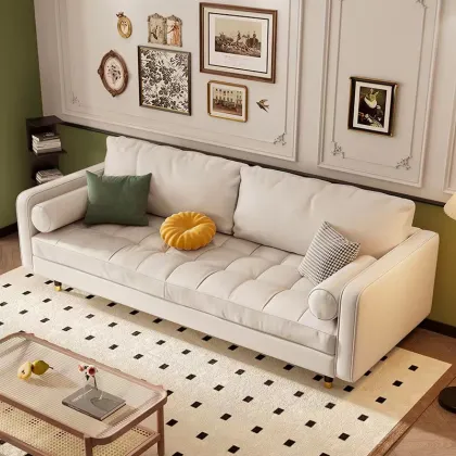 Scandinavian Simple Style Leather Log Sofa