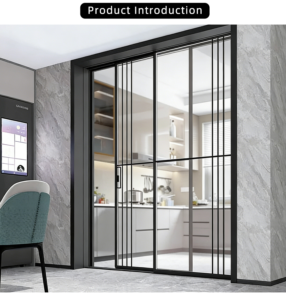 Kitchen Double Panel Clear Glass Sliding Door YJ-P036 X