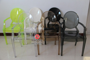 Stackable Ghost Chair with Armrest of Different Colors
