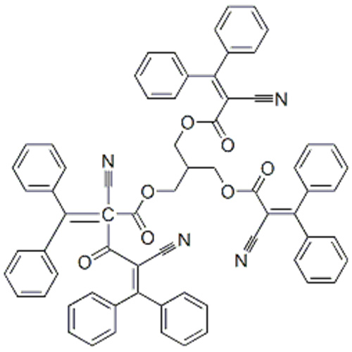 Nome: acido 2-propenoico, 2-ciano-3,3-difenile-, 1,1 &#39;- [2,2-bis [[(2-ciano-1-oxo-3,3-difenil-2-propen- 1-il) ossi] metil] -1,3-propanediil] estere CAS 178671-58-4