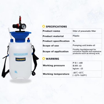 Kit Peralatan Pengisian Cairan Minyak Autool 5L: Ekstraktor dan Jarum Suntik untuk Mobil dan Truk Dengan Pengukur Tekanan