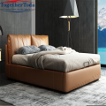 China Luxury modern bedroom bed genuine leather bed Supplier